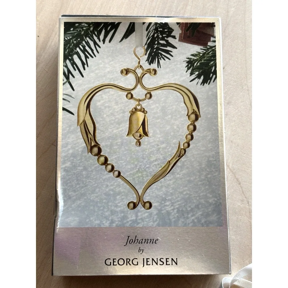 Georg Jensen Christmas Ornament Johanne Heart 24k Gold Plated Original Box Bag